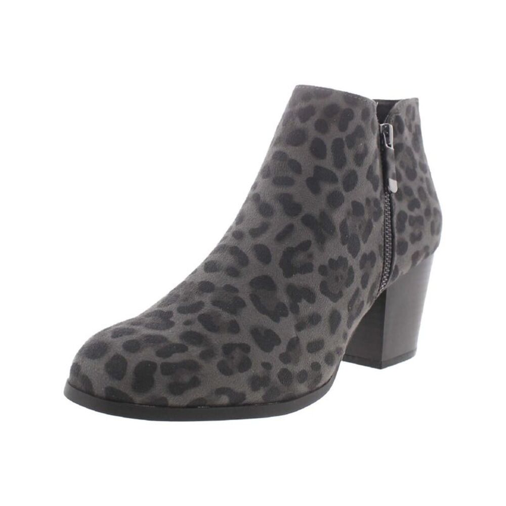 STYLE & COMPANY Womens Gray Zipper Masrinaa Almond Toe Block Heel Booties 8 W
